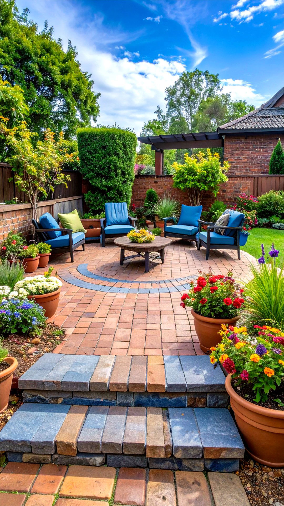 Brick and Bluestone Combo for Earth Tone Elegance - 25 brick patio ideas