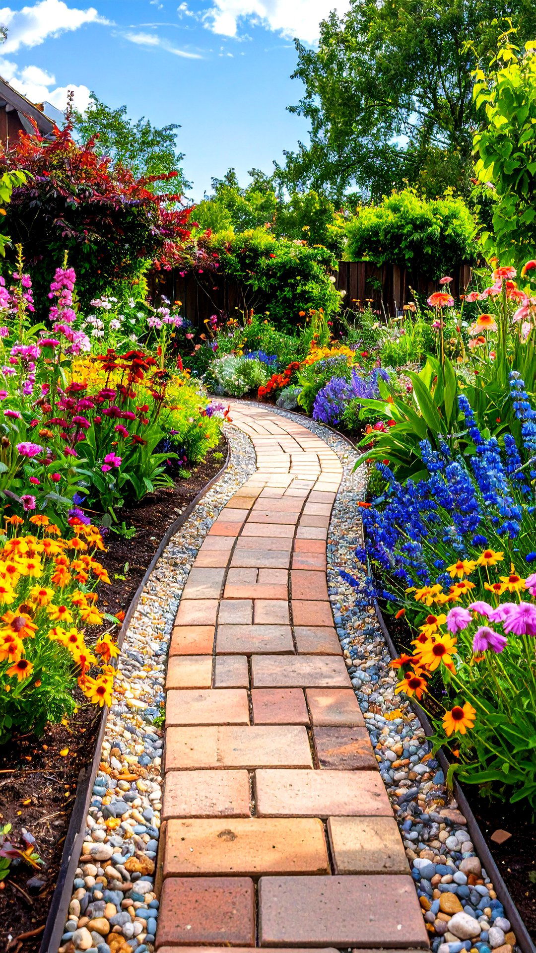 Brick and Gravel Ribbon Walkway - 25 brick landscaping ideas
