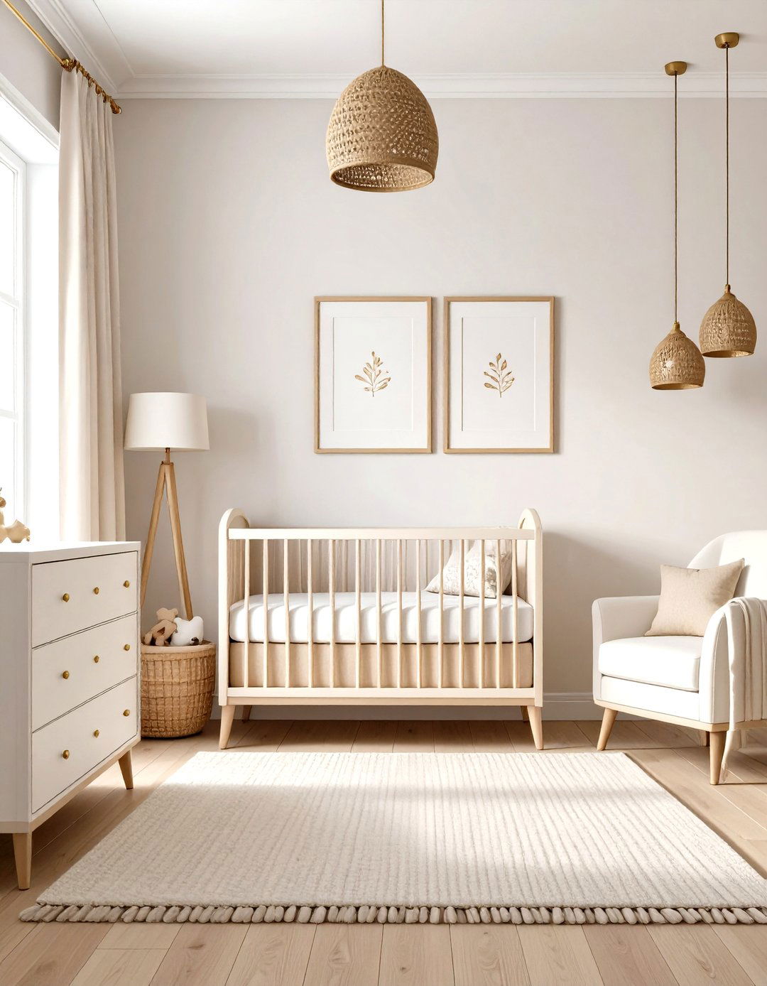 Brushed Brass Hardware Pops - 25 neutral nursery ideas