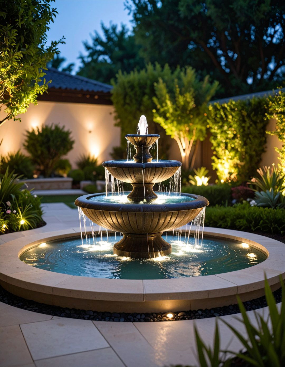 Bubbling Fountain for White Noise Courtyard - 25 courtyard ideas