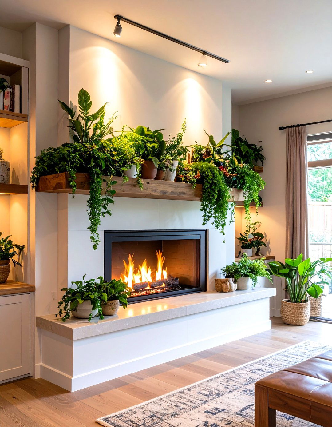 Build a Verdant Plant Ledge - 25 off-center fireplace ideas