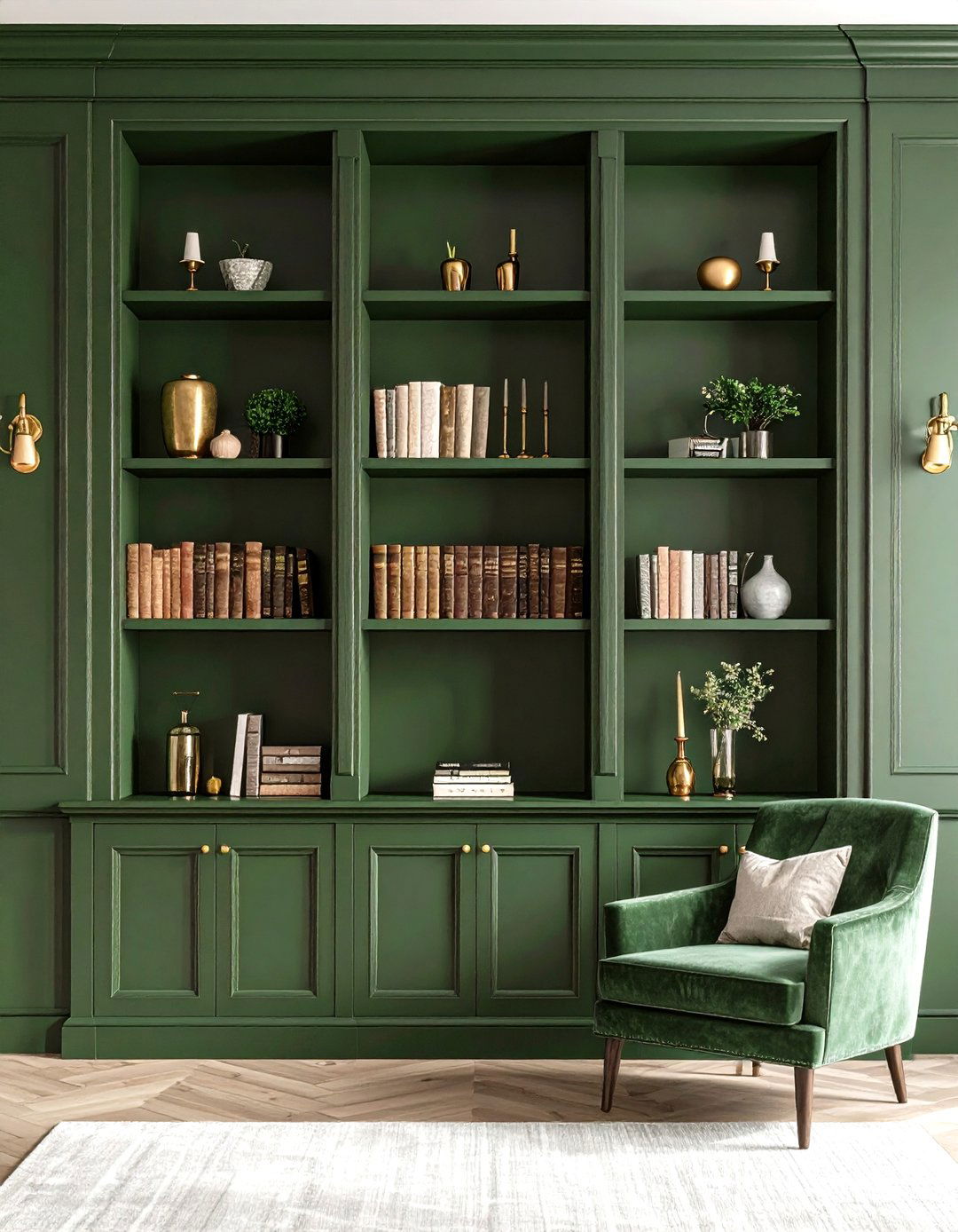 Built In Bookcase Backing - 25 olive green accent wall ideas