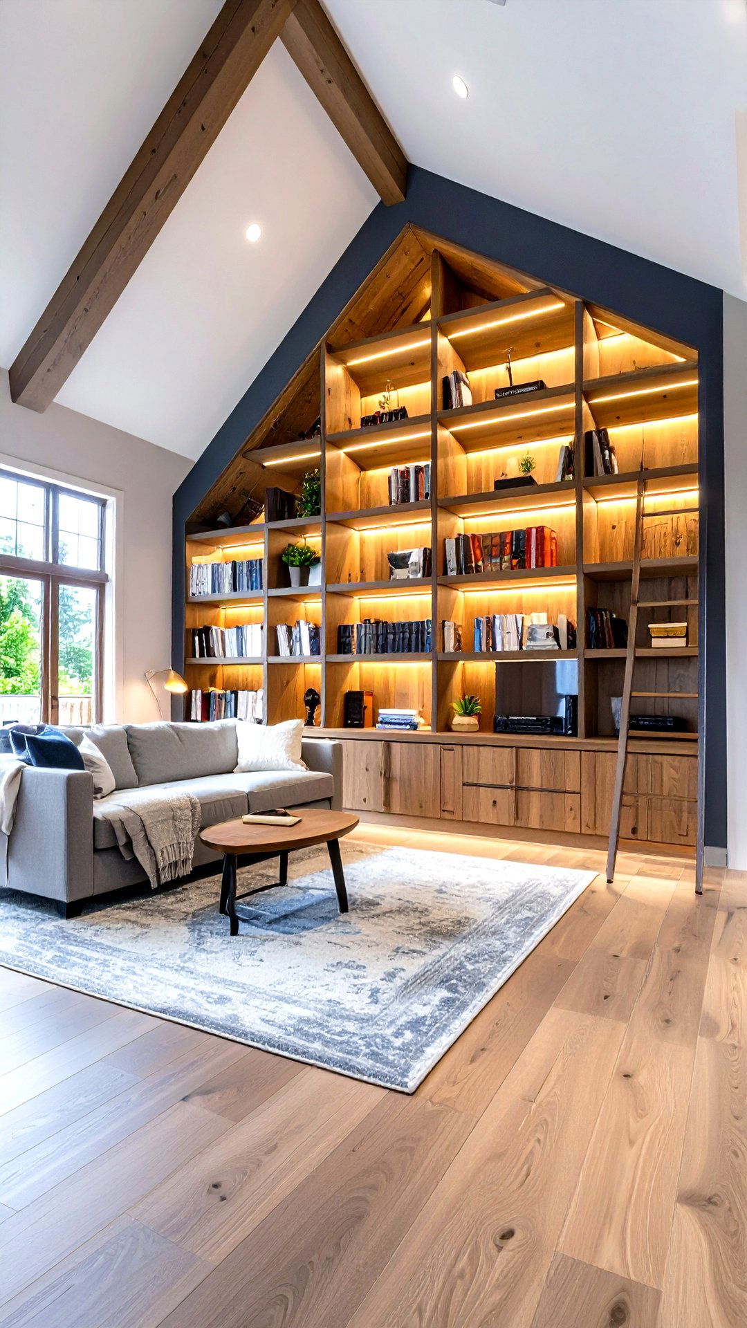 Built In Bookcase Following Cathedral Ceiling Slope - 25 cathedral ceiling ideas