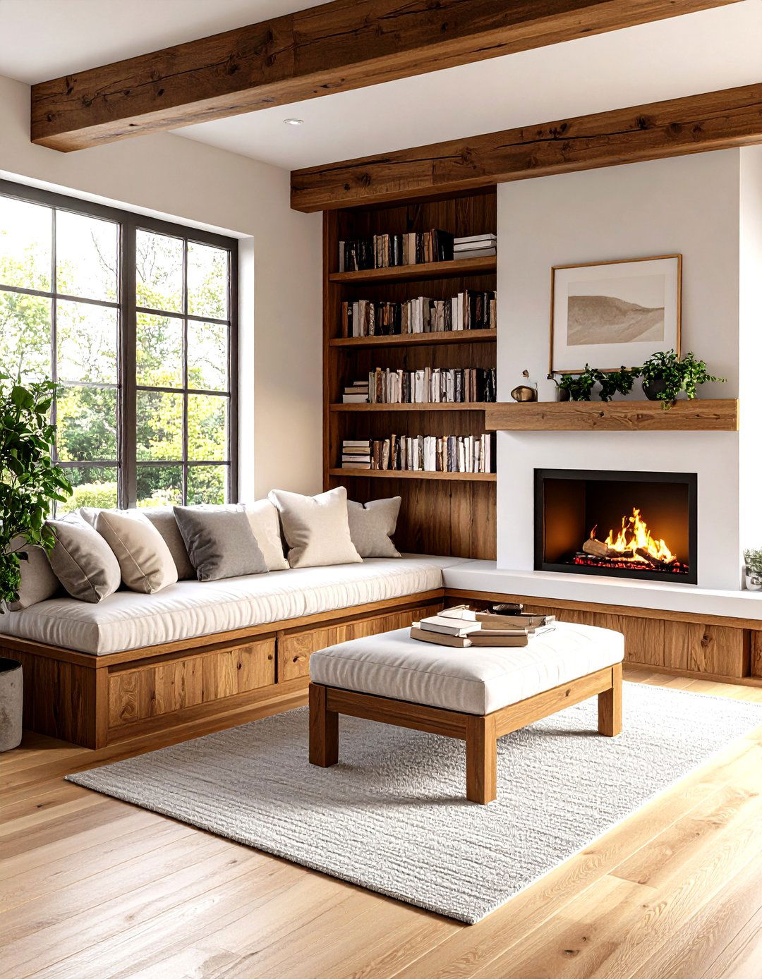Built In Bookshelf Bench Carving Out Library Vibes - 25 fireplace bench ideas