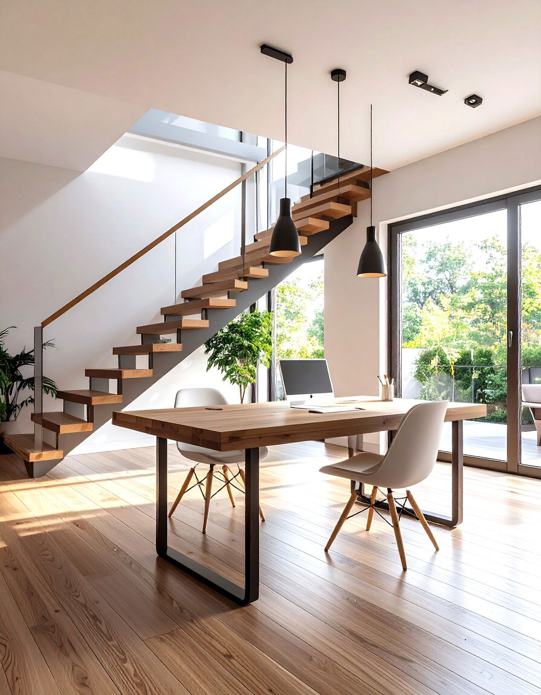 Built In Desk Under the Run - 25 open staircase ideas