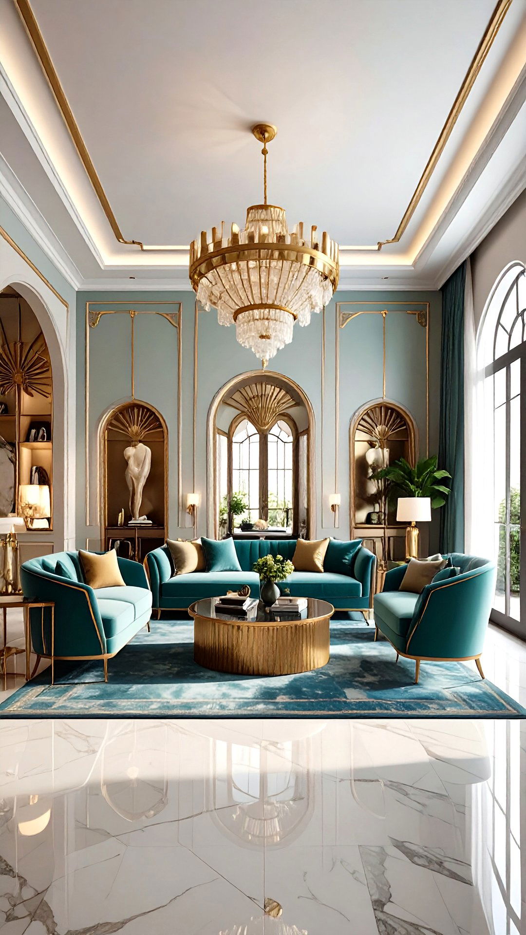 Built In Niches Introduce Soft Geometry to the Art Deco Living Room - 25 art deco living room ideas
