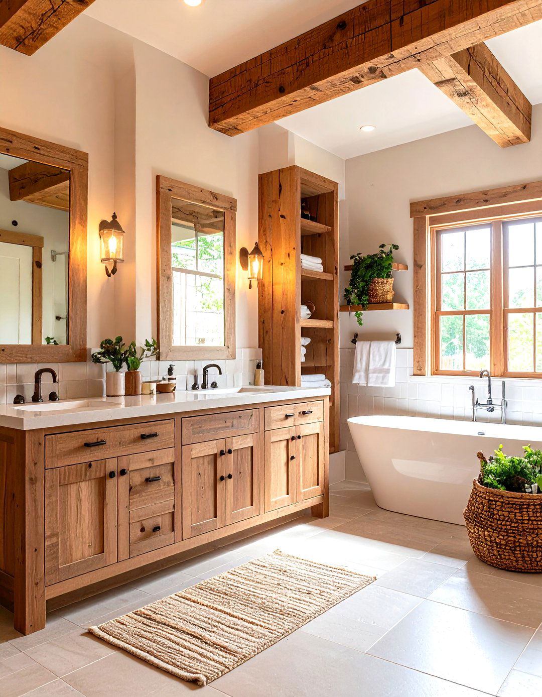 Built In Niches and Towers Maximize Barndominium Bathroom Storage - 25 barndominium bathroom ideas