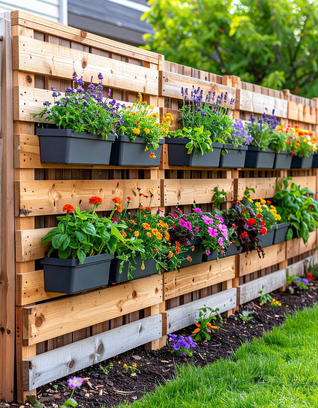 Built In Planter Pallet Fence - 25 pallet fence ideas