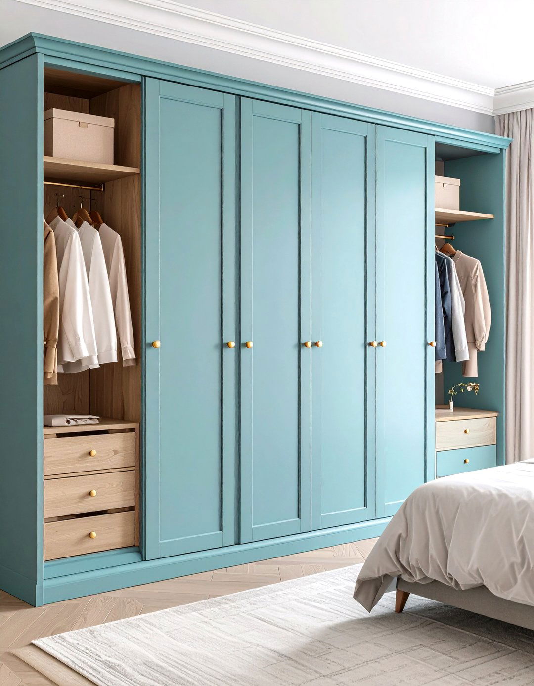 Built In or Faux Panel Wardrobes - 25 parisian themed bedroom ideas