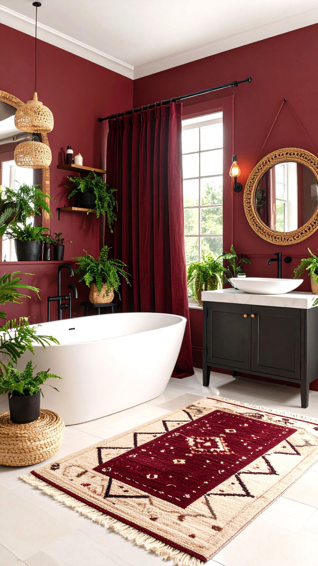 Burgundy Bathroom Boho Textiles - 25 burgundy bathroom ideas