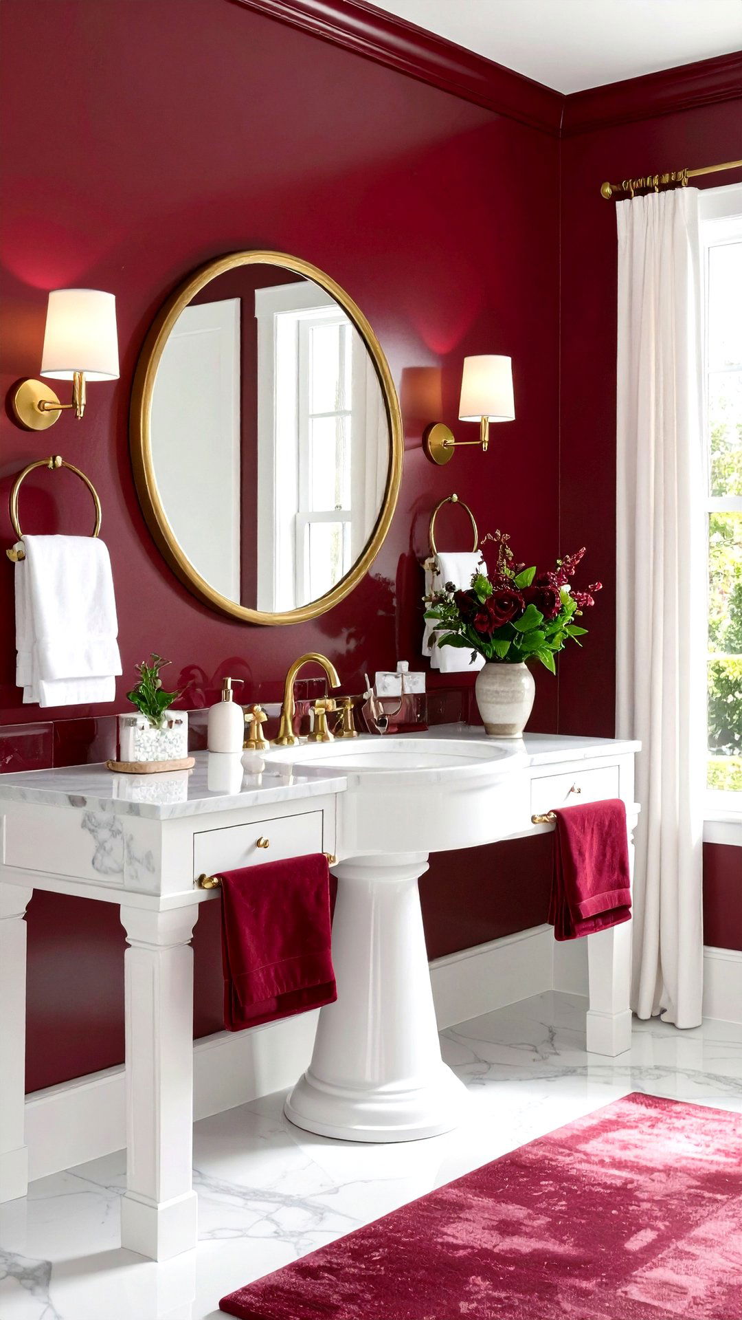 Burgundy Bathroom Compact Powder Room Jewel Box - 25 burgundy bathroom ideas