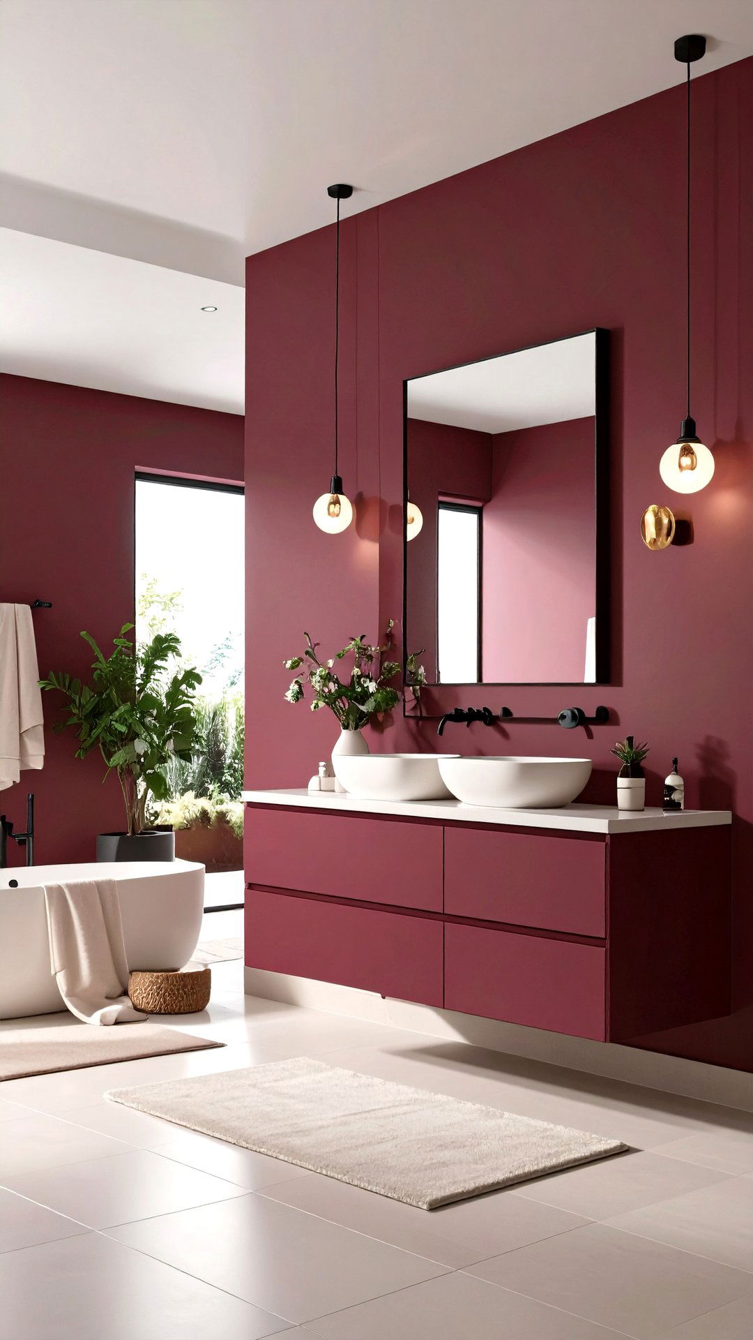 Burgundy Bathroom Minimalist Matte Finish - 25 burgundy bathroom ideas