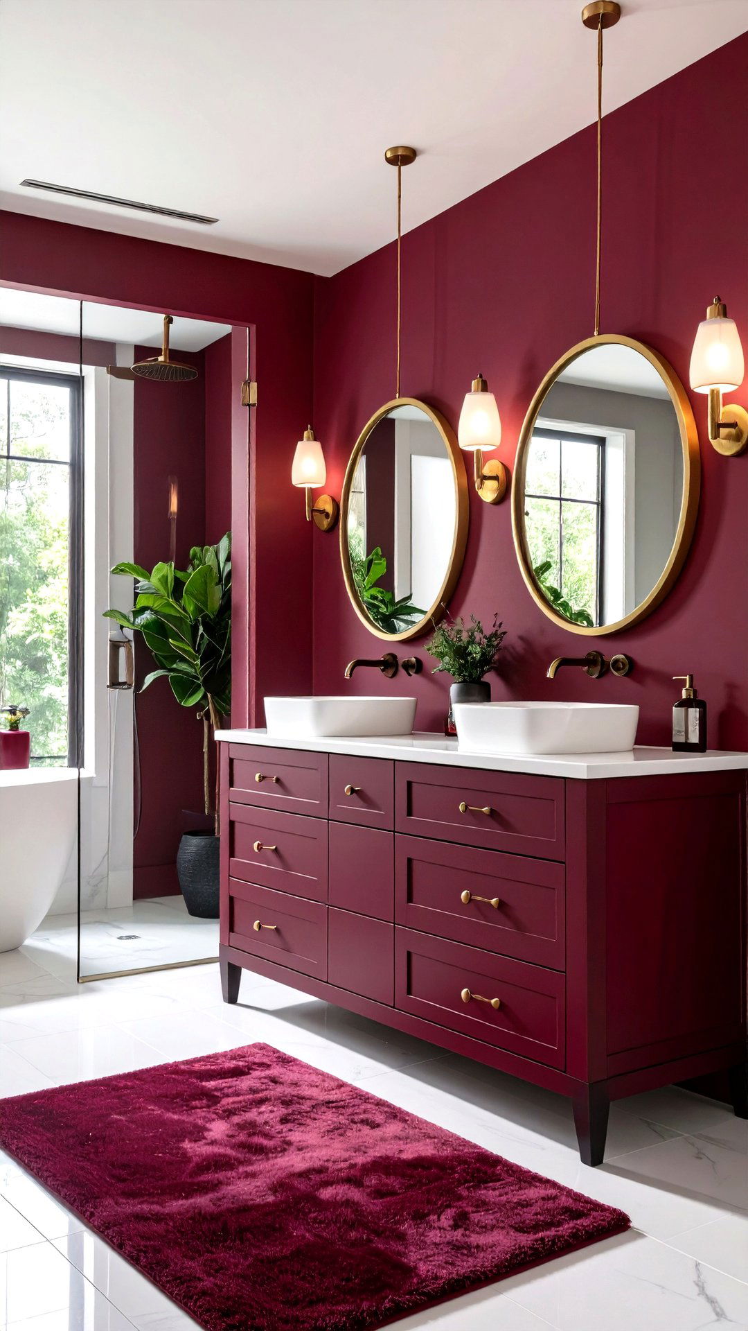 Burgundy Bathroom Mixed Metals - 25 burgundy bathroom ideas