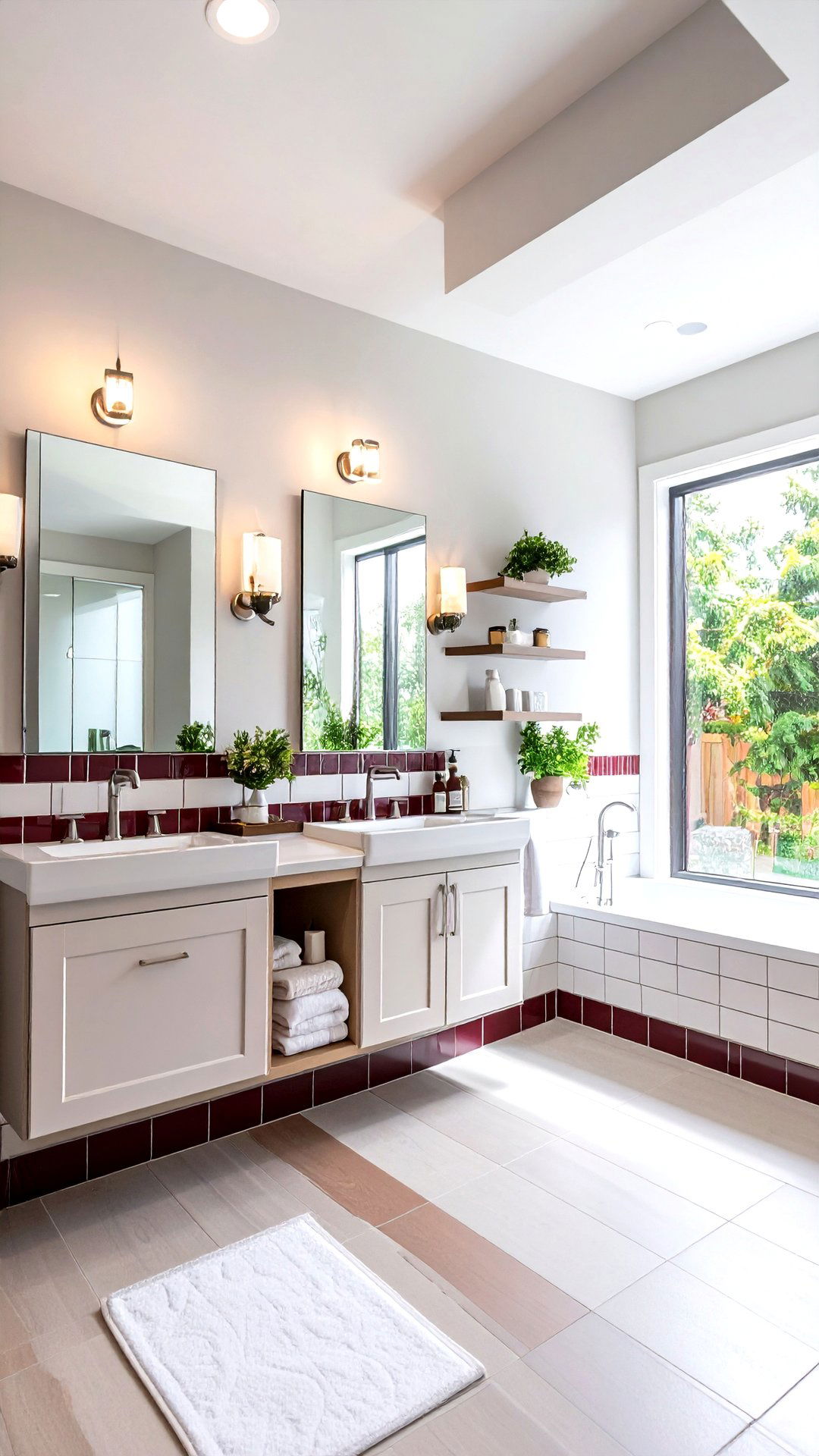 Burgundy Bathroom Tile Border Details - 25 burgundy bathroom ideas