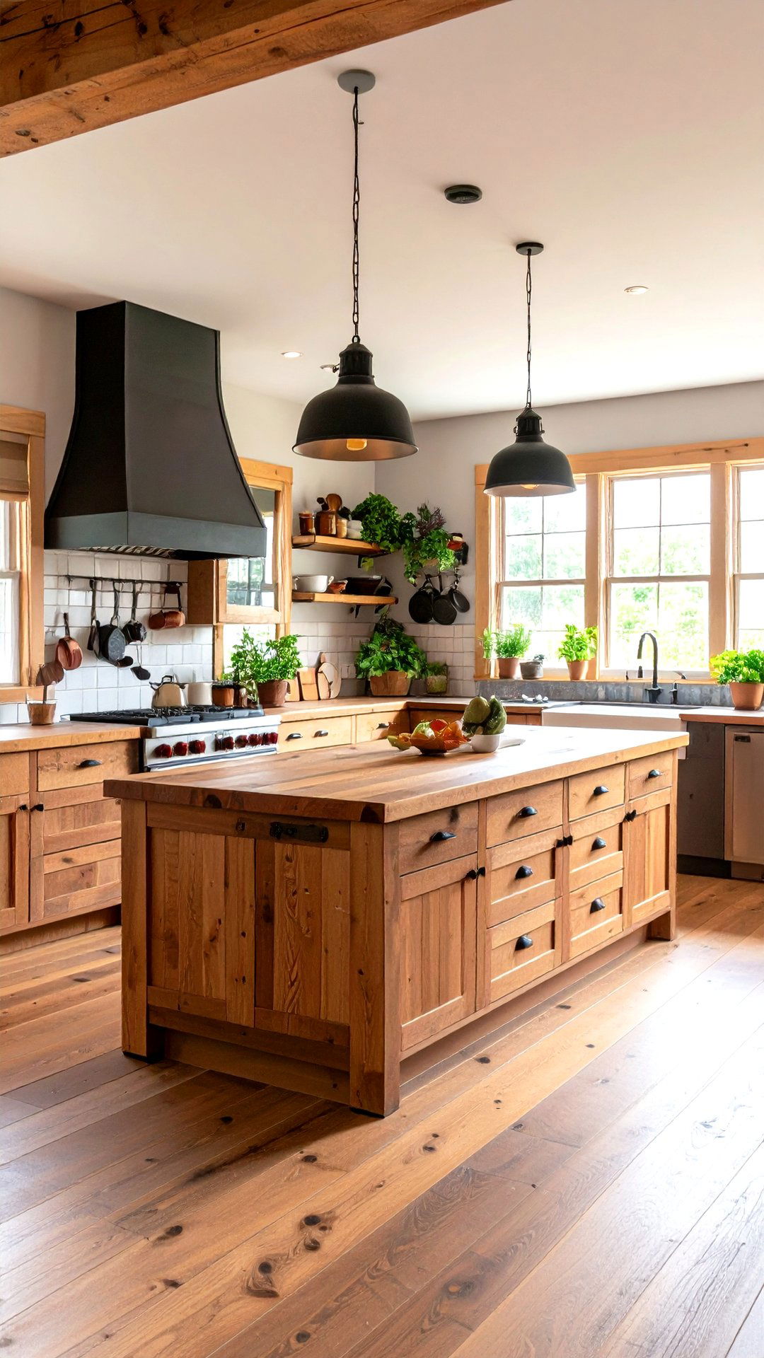 Butcher Block Surfaces Warm the Cabin Kitchen - 25 cabin decor ideas