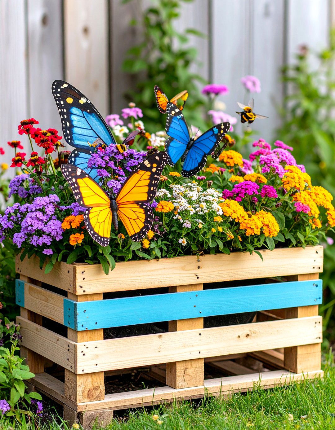 Butterfly and Bee Pallet Planter - 25 pallet garden ideas