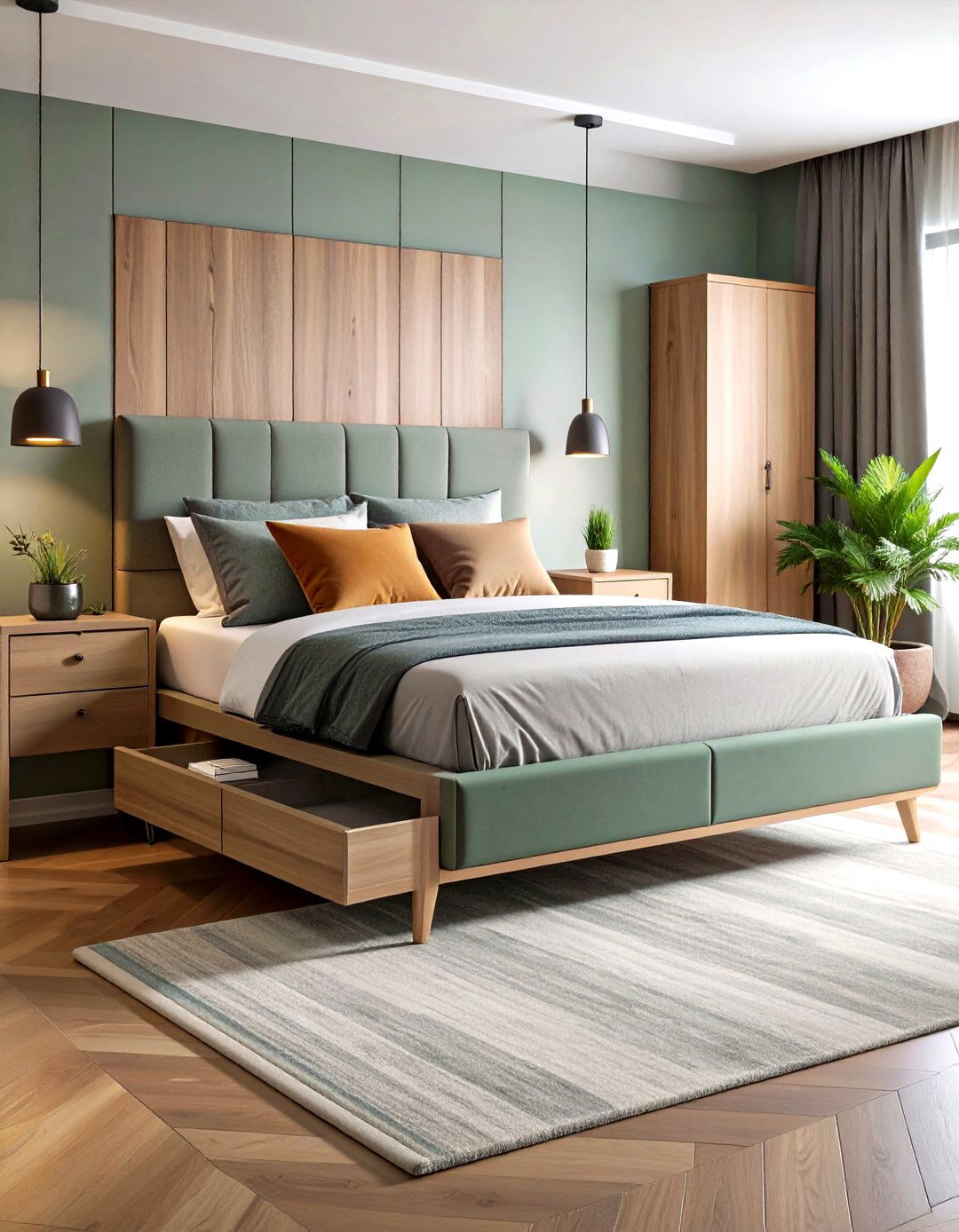 C Shaped Slide Under Nightstand Hugs the Mattress - 25 nightstand ideas