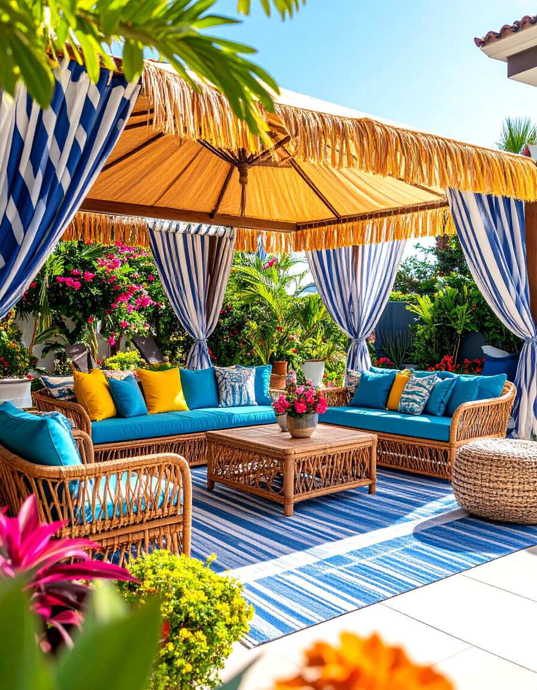 Cabana Stripe Coastal Patio Curtains - 25 patio curtain ideas