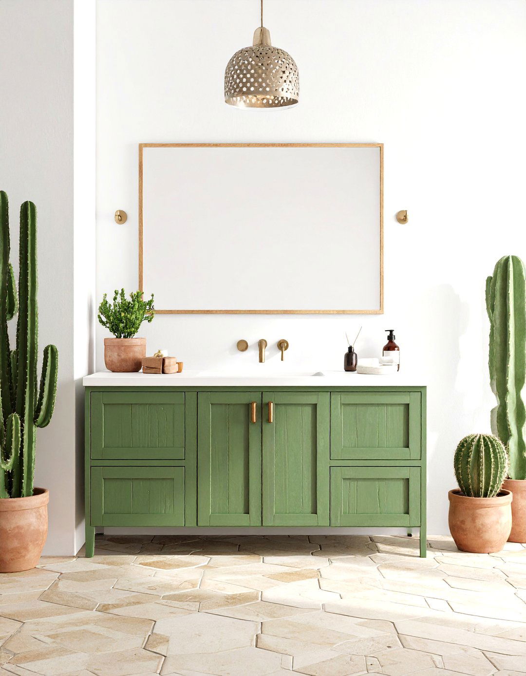 Cactus Green Vanity Bathroom With Desert Inspiration - 25 bathroom with green vanity