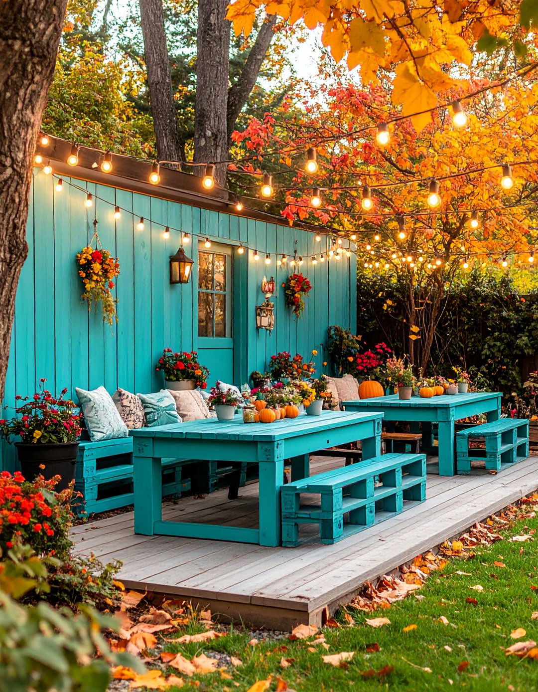 Cafe Style Colored Pallet Patio Fence - 25 pallet fence ideas