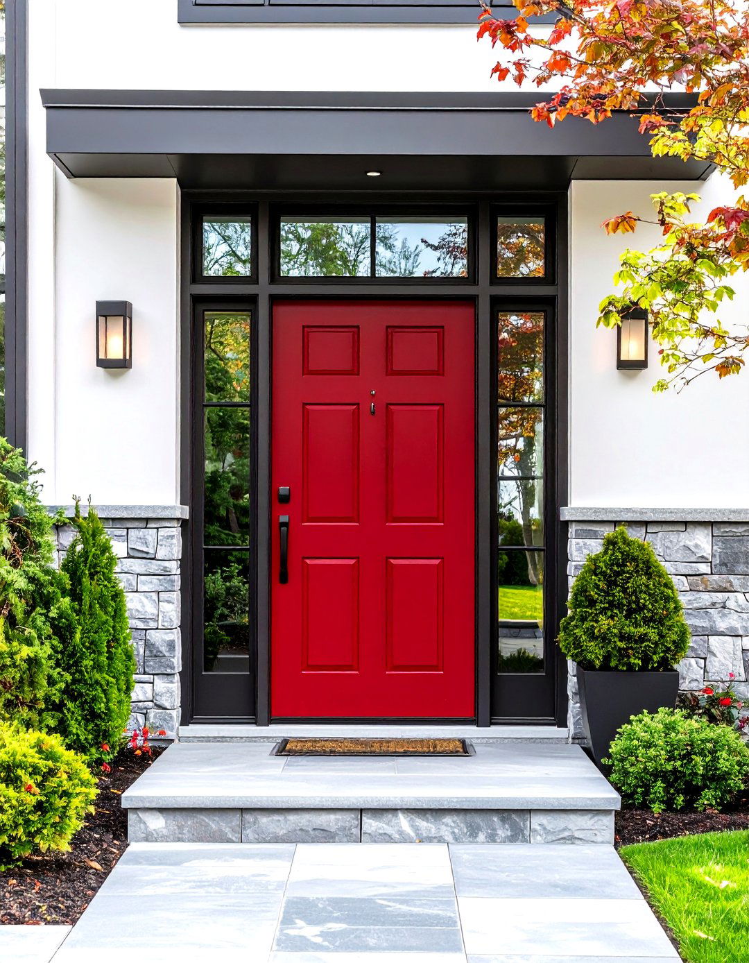 Caliente Dark Red Front Door for Bold Curb Appeal - 25 dark red front door ideas