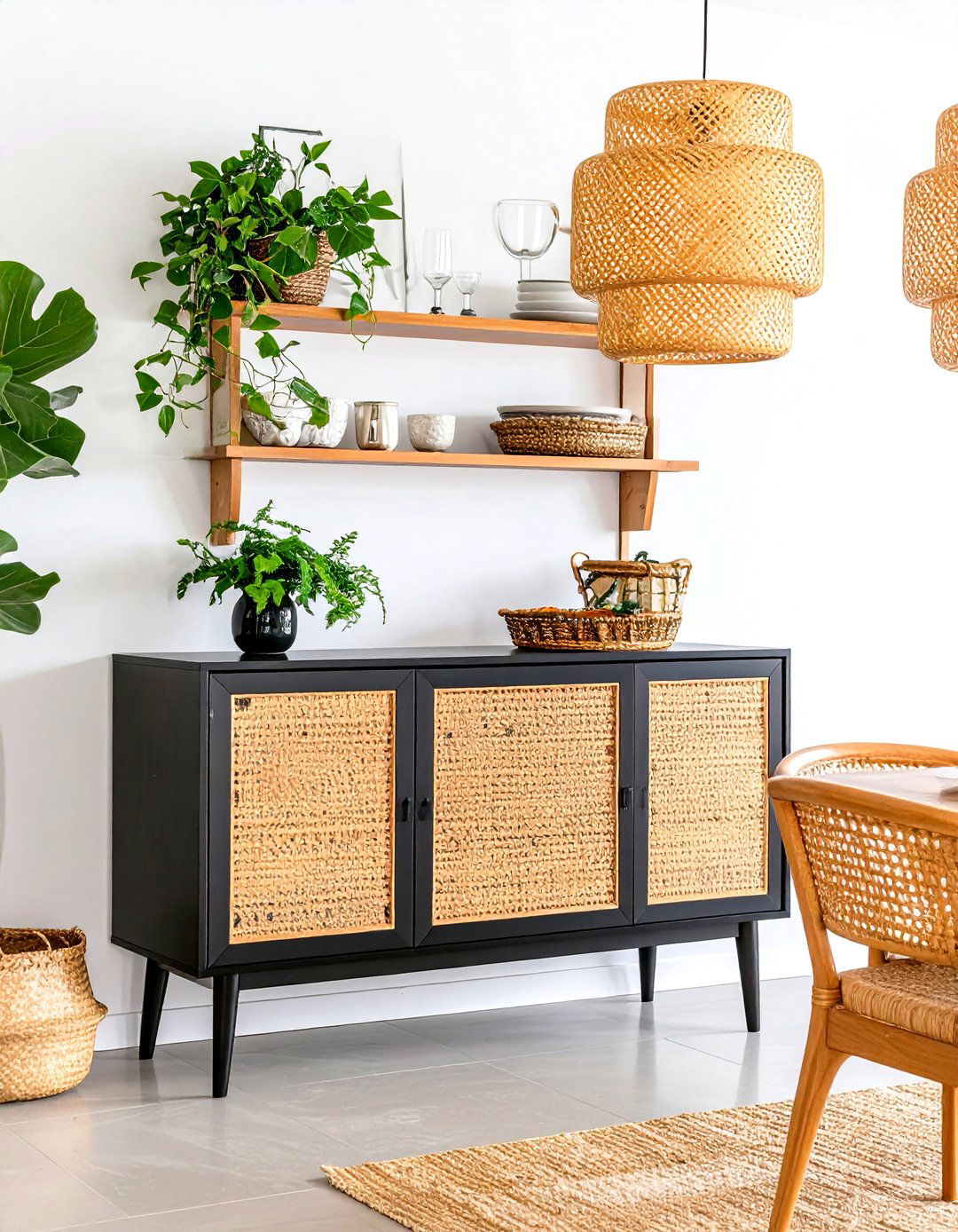 Cane Door Hutch for Airy Texture - 25 dining room hutch ideas