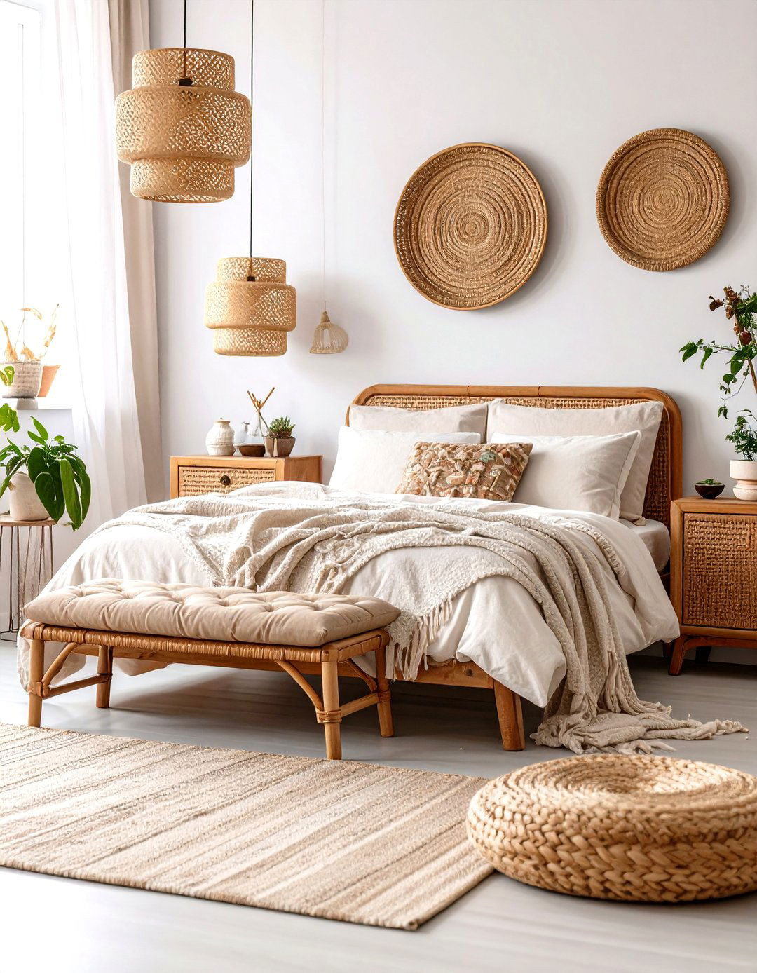 Cane and Rattan Accents - 25 parisian themed bedroom ideas