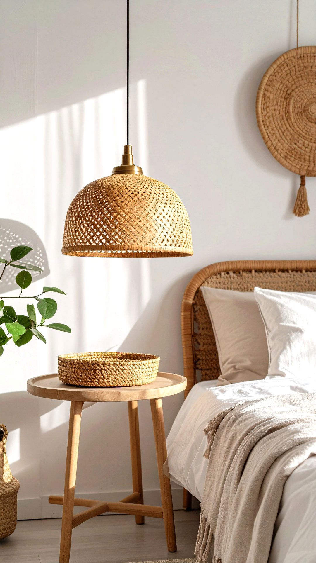 Cane and Rattan Lighting Adds Airy Warmth - 25 grandmillennial style bedroom ideas
