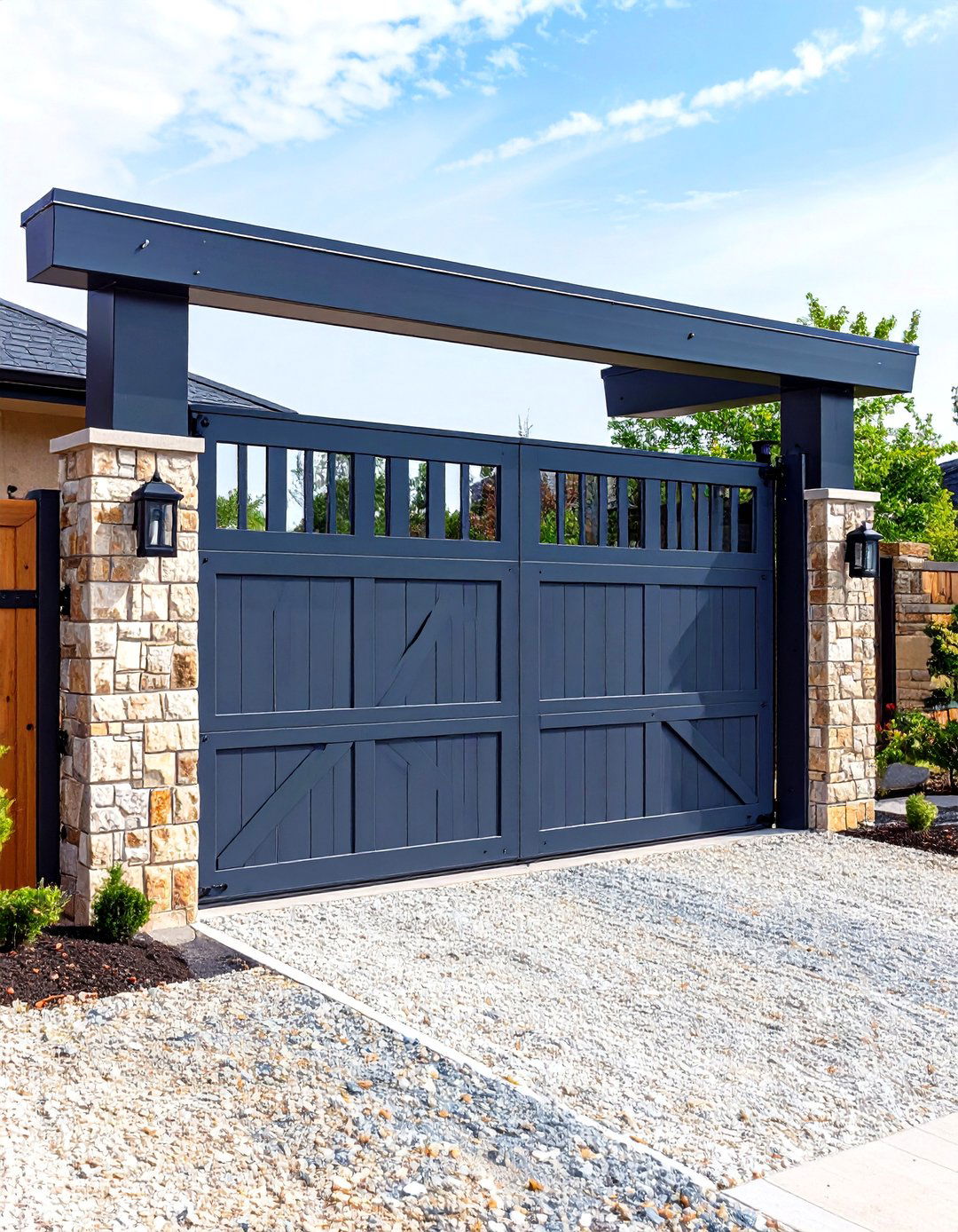 Cantilever Driveway Gate for Steep Grades - 25 driveway gate ideas