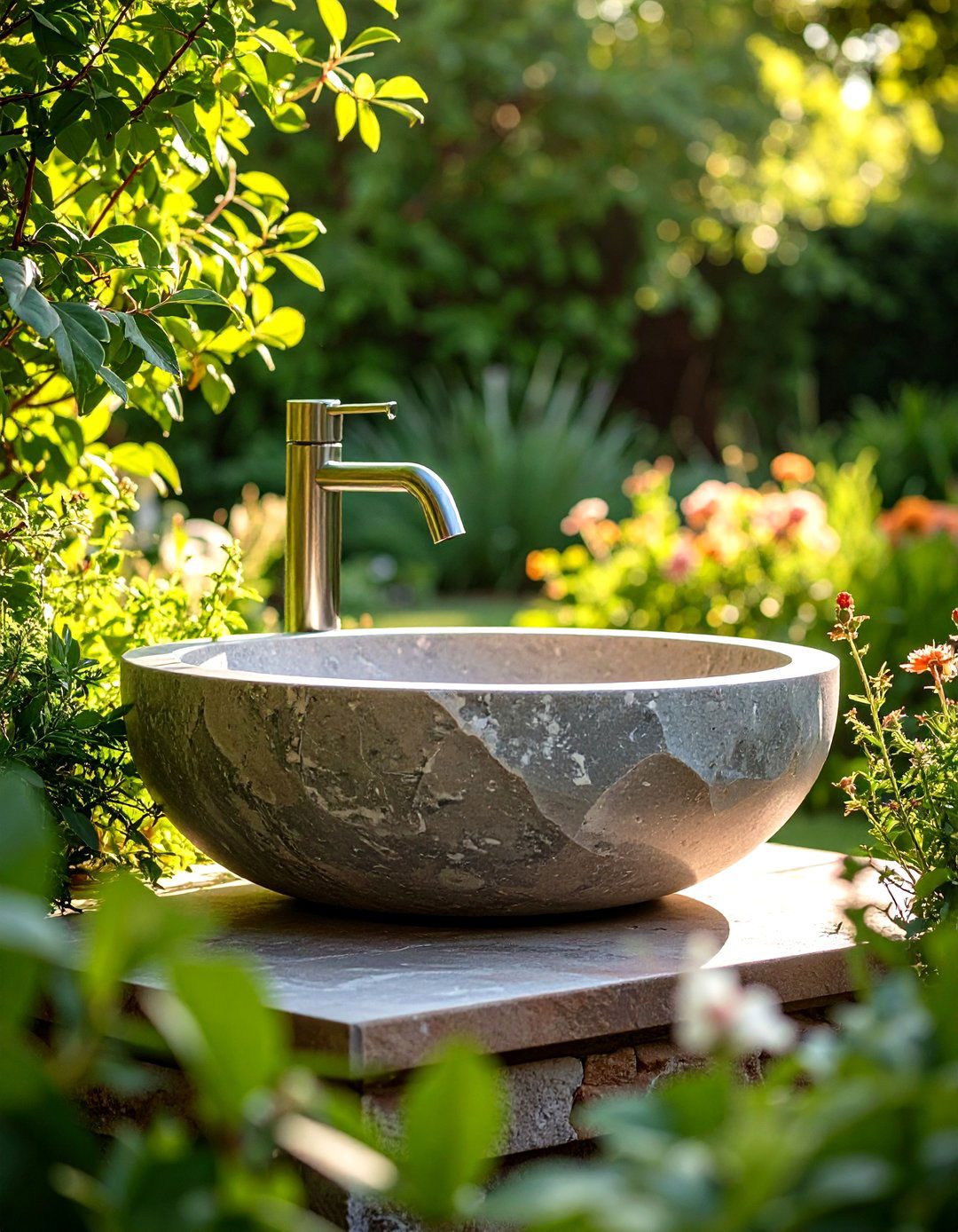Carved Stone Outdoor Sink Basin - 25 outdoor sink ideas