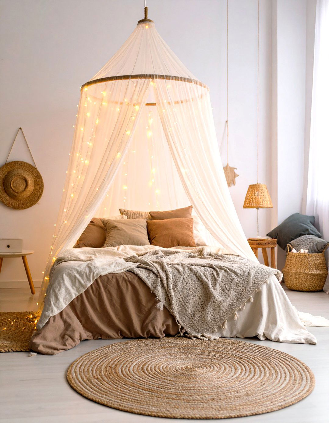 Cascading Canopy of Starlike Lights - 25 fairy-themed bedroom ideas