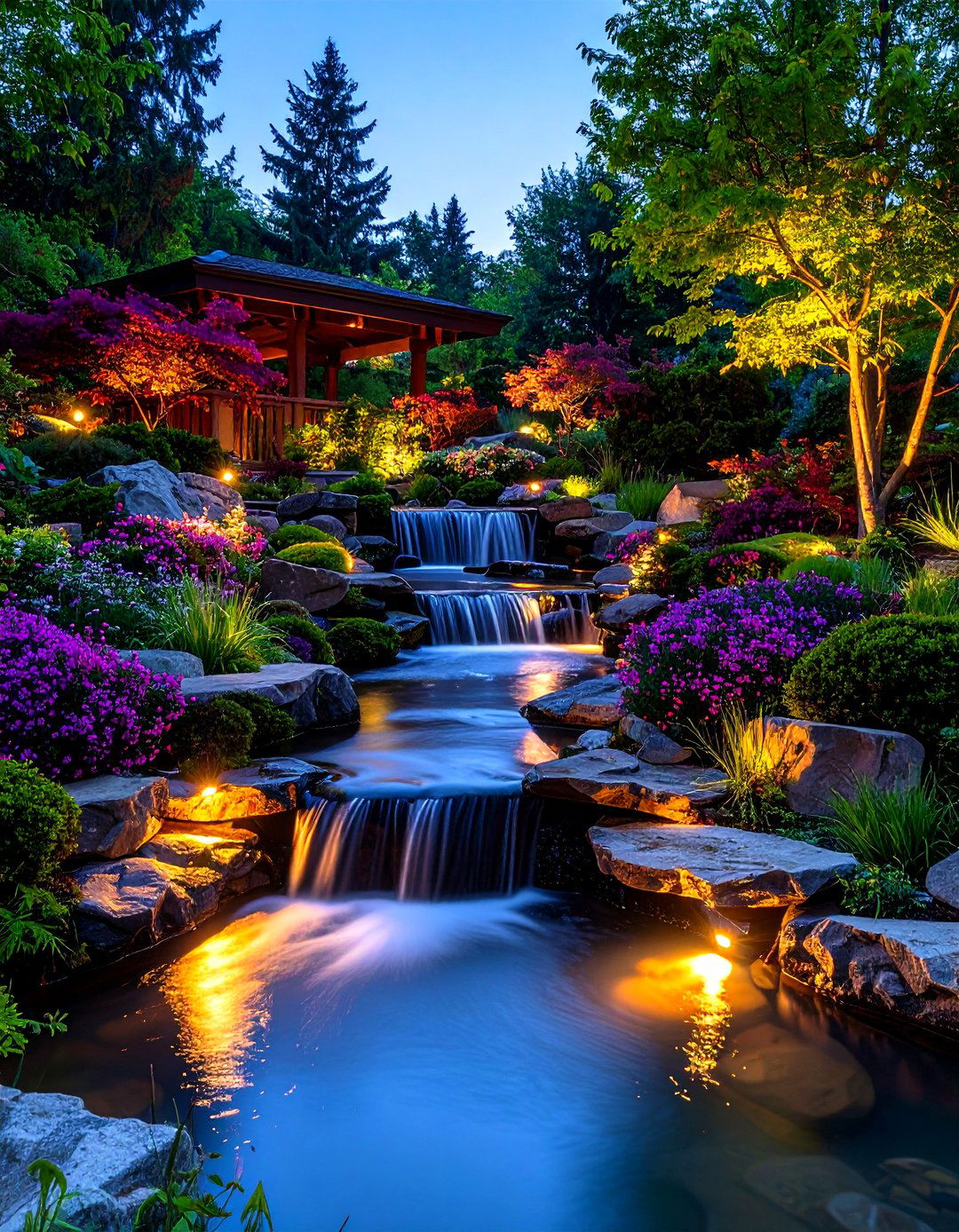 Cascading Rock Stream Pond - 25 backyard pond ideas