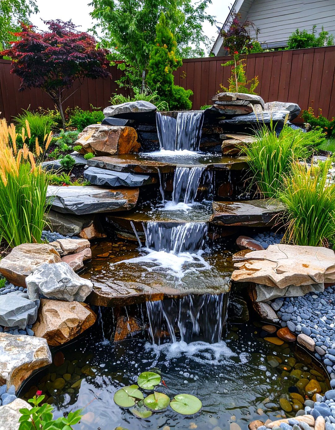 Cascading Rock Waterfall for Dynamic Energy - 25 asian landscaping ideas