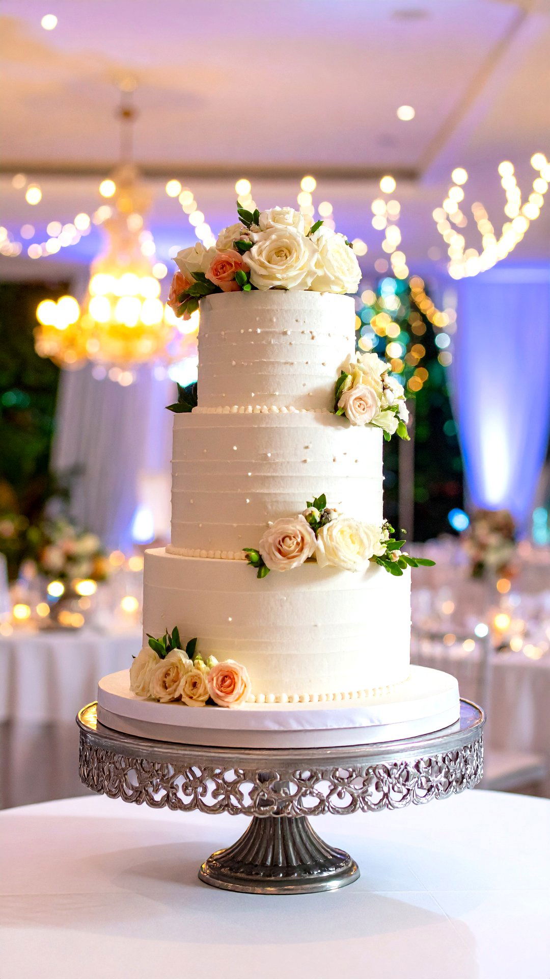 Cascading White Wedding Cake with Sugar Flowers - 25 classic wedding ideas