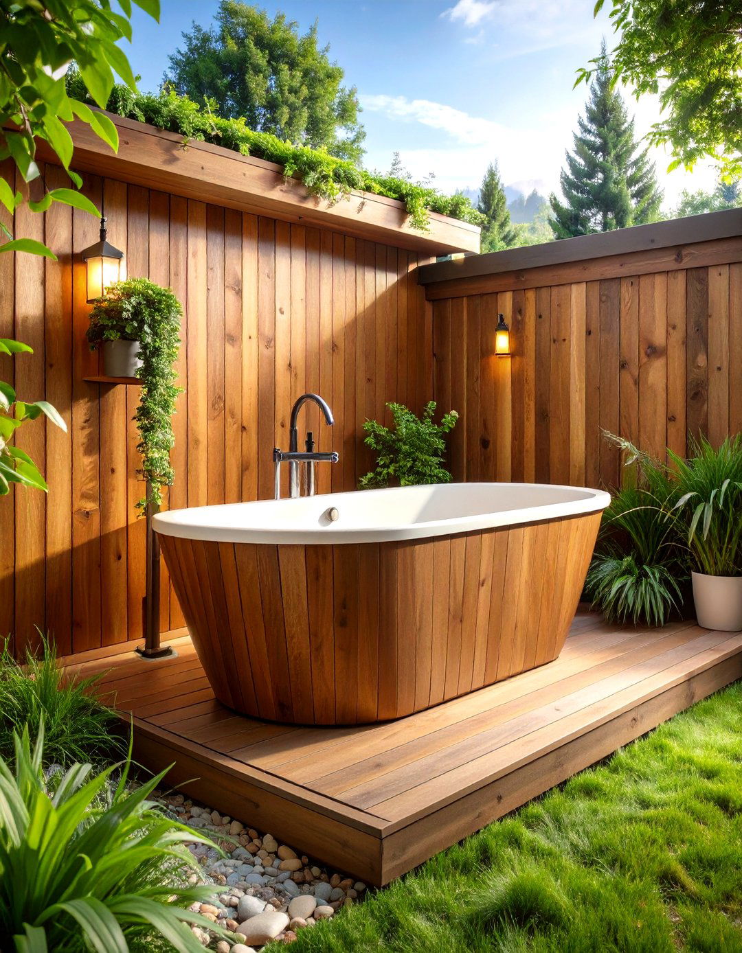 Cedar Clad Outdoor Bathtub Nook - 25 outdoor bathtub ideas