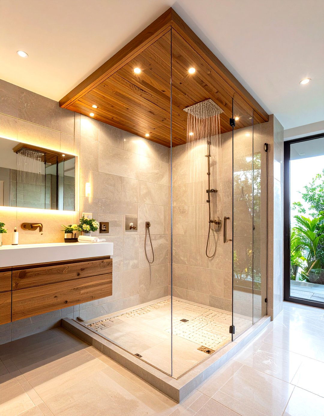 Ceiling Wrapped Tile Adds Unexpected Continuity - 25 bathroom tile ideas