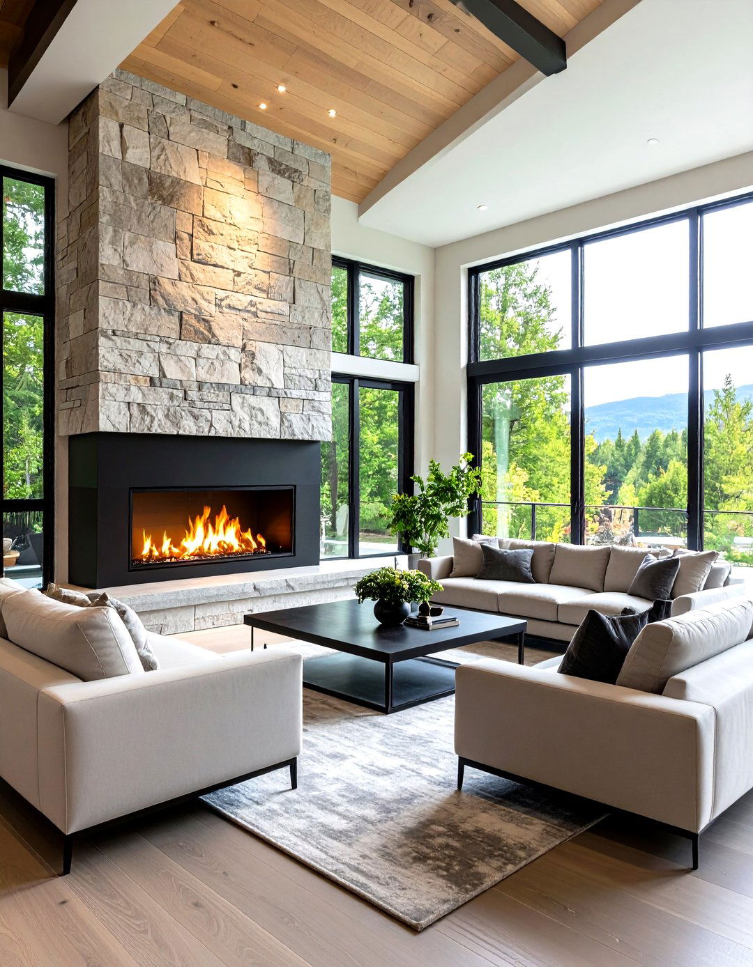 Center the Room on a Stone Fireplace - 25 organic modern interior design ideas