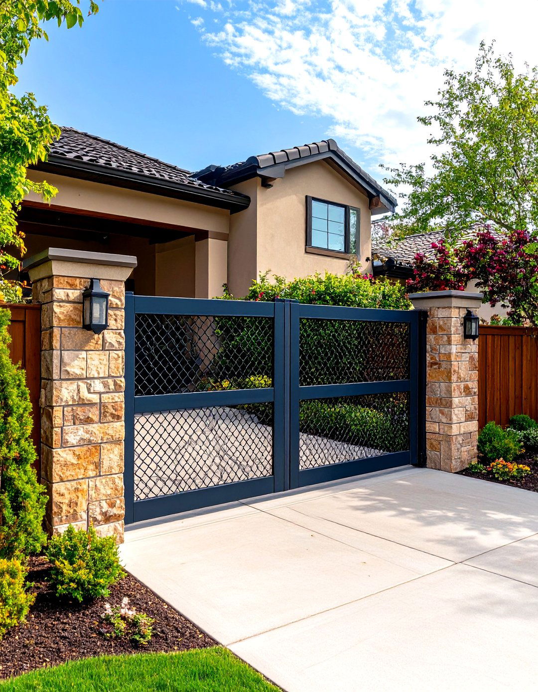 Chain Link Fence Gate With Privacy Slat Inserts - 25 Fence Gate Ideas