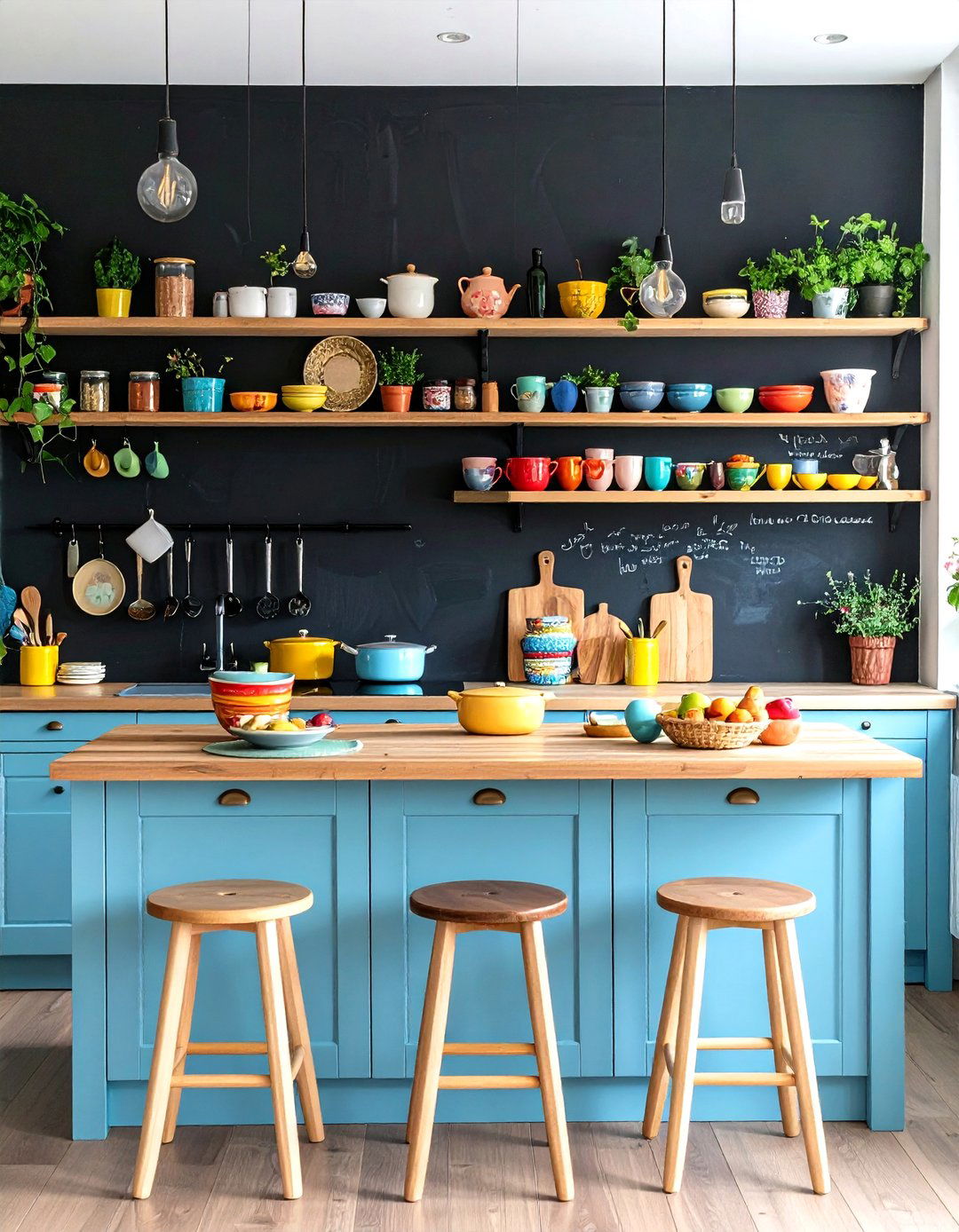 Chalkboard Backed Breakfast Bar - 25 breakfast bar ideas