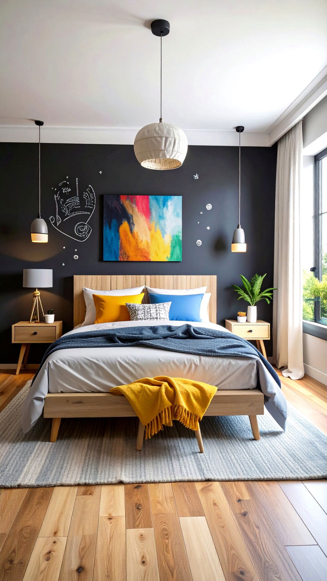 Chalkboard Creativity - 25 black accent wall bedroom ideas