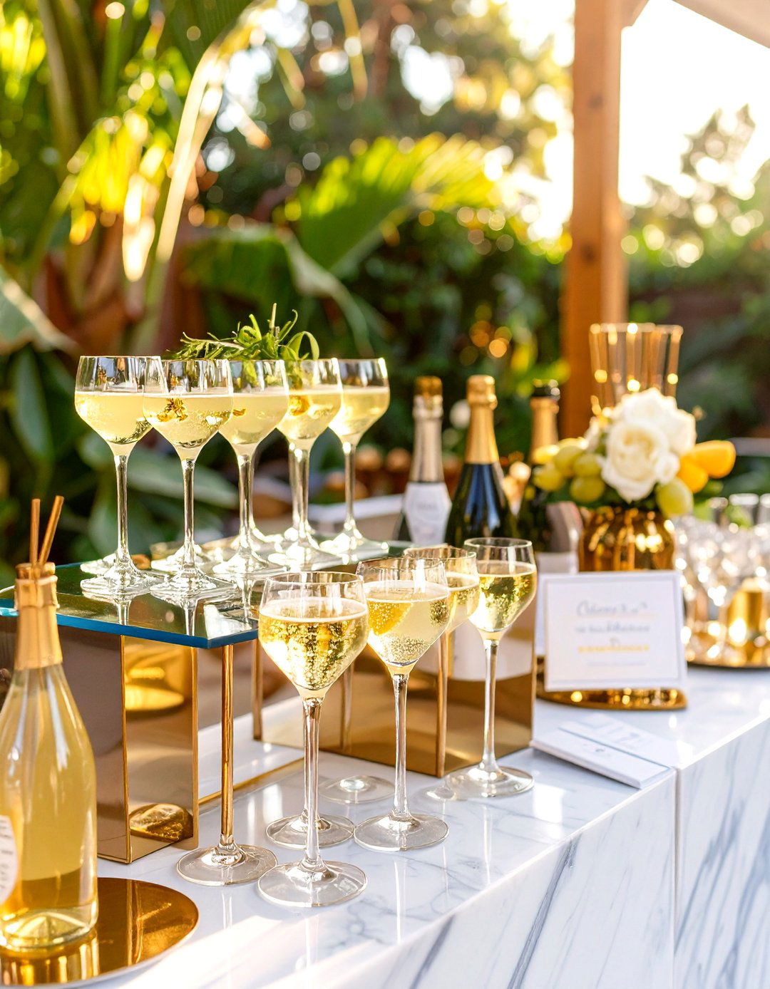 Champagne Coupe Toast Station Finishes on a Sparkling Note - 25 art deco wedding ideas