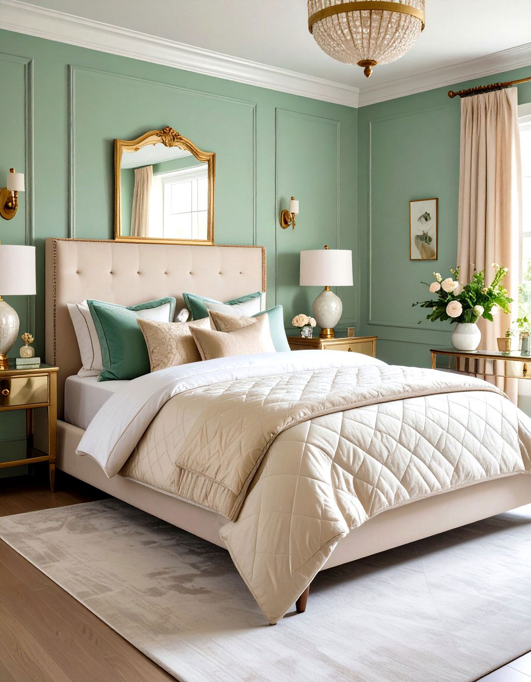 Champagne and Sage Pastel Luxe - 25 pastel bedroom ideas