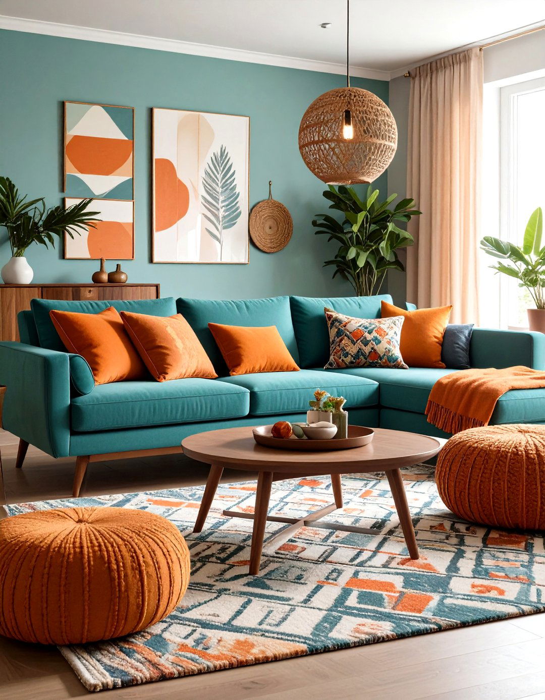 Channel Mid Century Modern Cool - 25 orange and blue living room ideas