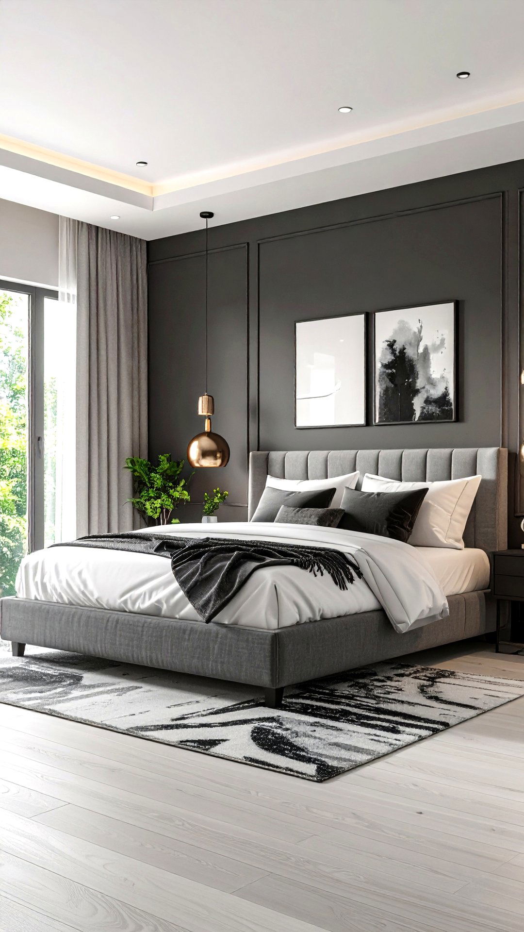 Charcoal Feature Wall Grey and White Bedroom Wow Factor - 25 grey and white bedroom ideas