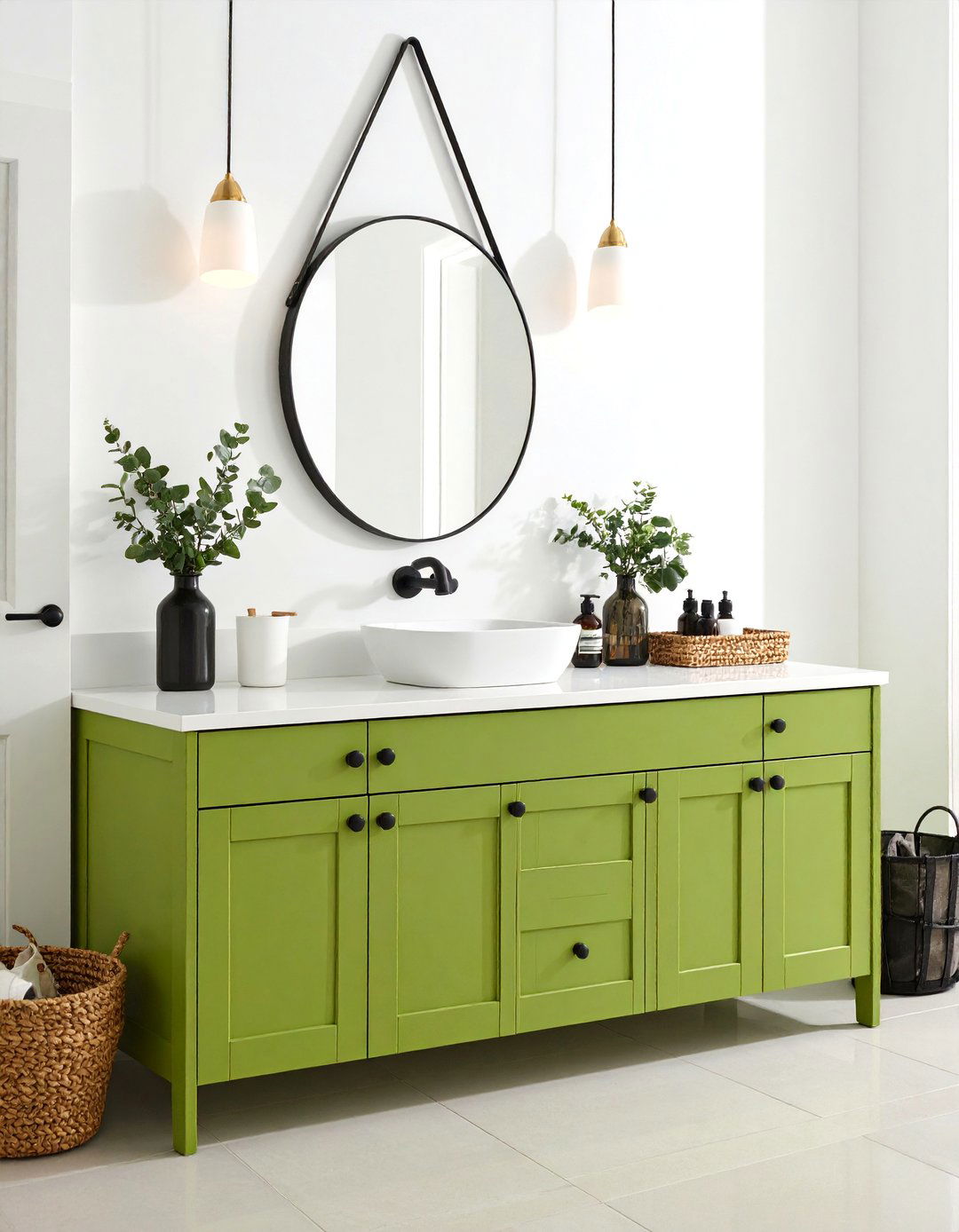 25 Bathroom Designs Featuring Green Vanities for Fresh, Natural Vibes
