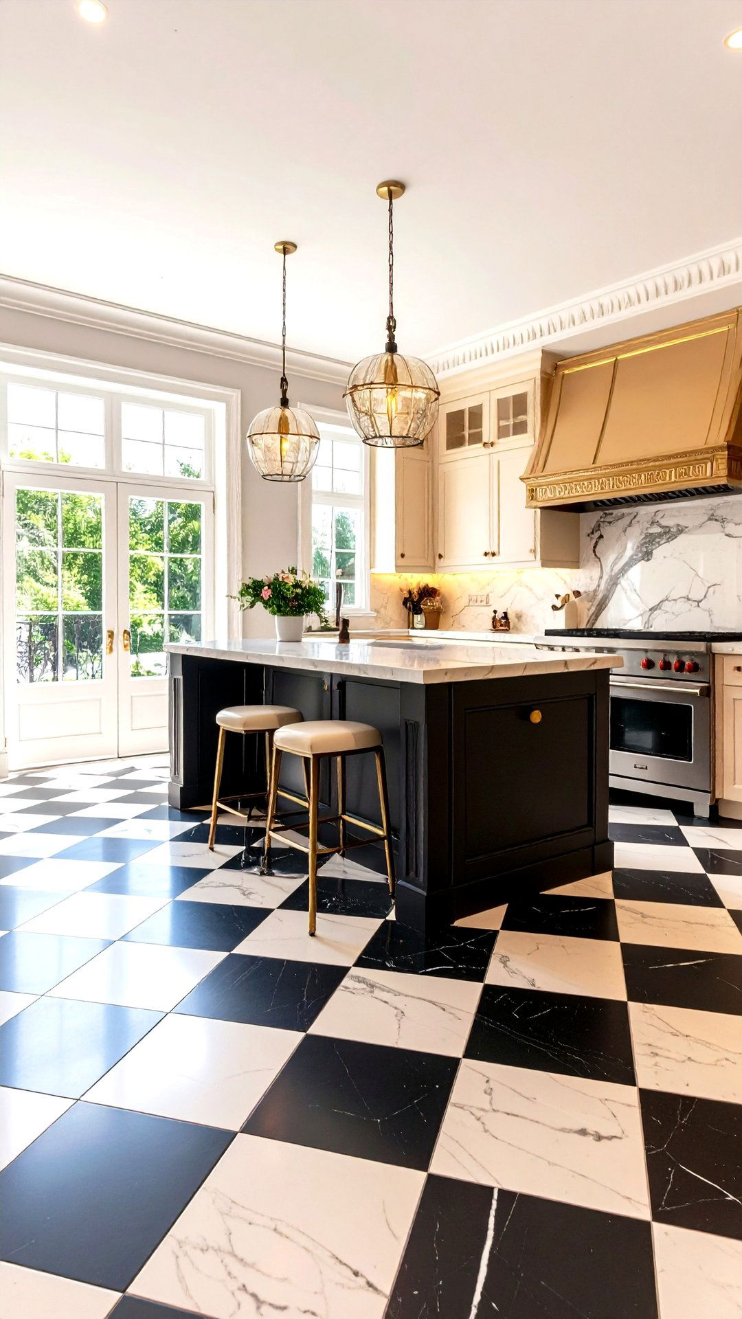 Checkerboard Comeback - 25 black floor kitchen ideas