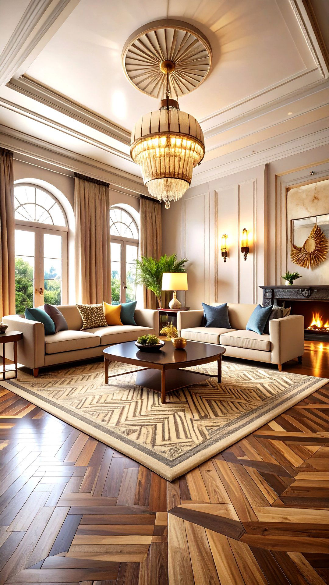 Chevron Floors Ground an Art Deco Living Room Graphic - 25 art deco living room ideas