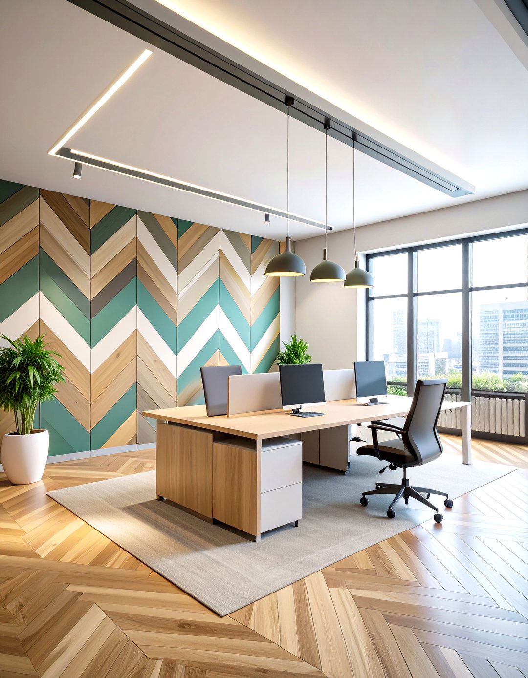 Chevron Momentum Office Wallpaper to Drive Forward Thinking - 25 office wallpaper ideas