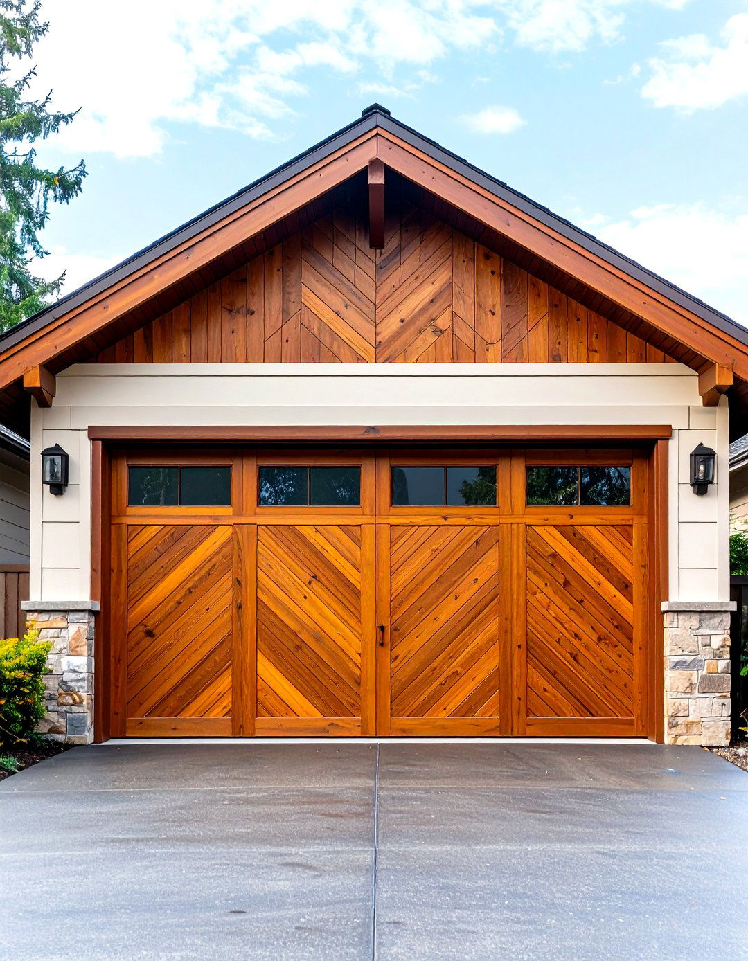 Chevron Pattern Accent Trim - 25 exterior garage door trim ideas