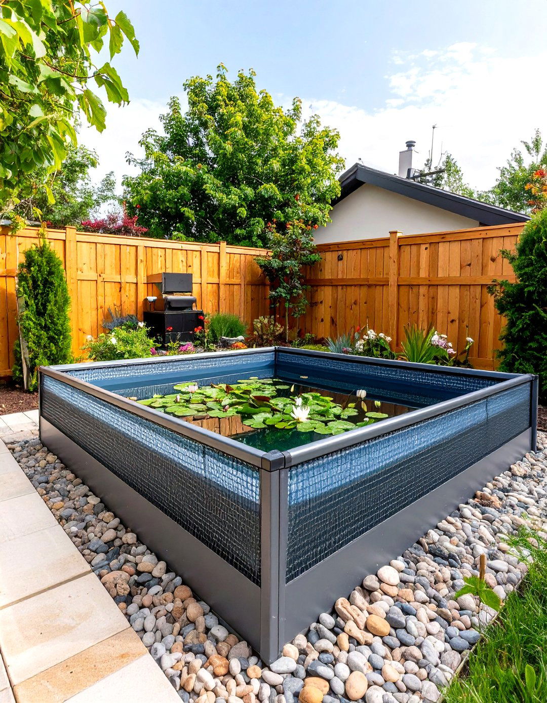 Child Safe Mesh Covered Pond - 25 backyard pond ideas
